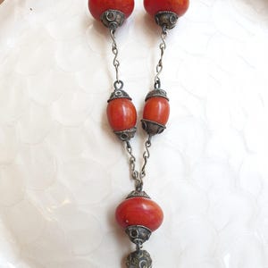 Collier Vintage En Perles Anciennes Avec Chaîne Pendante - Bijou Années 1950, Occasion élégant