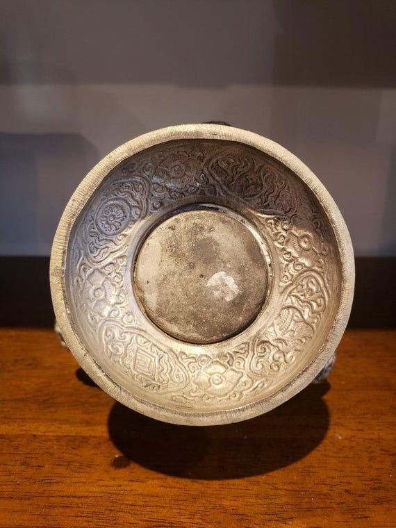 インド石格子Ｓ3 Tibetan Silver Metal Incense Burner | Carved Incense Burner
