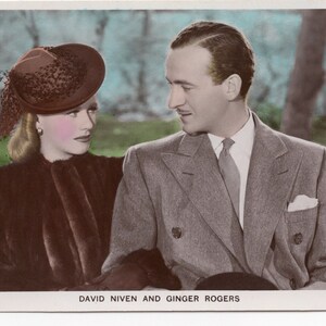 David Niven und Ginger Rogers farbige Postkarte