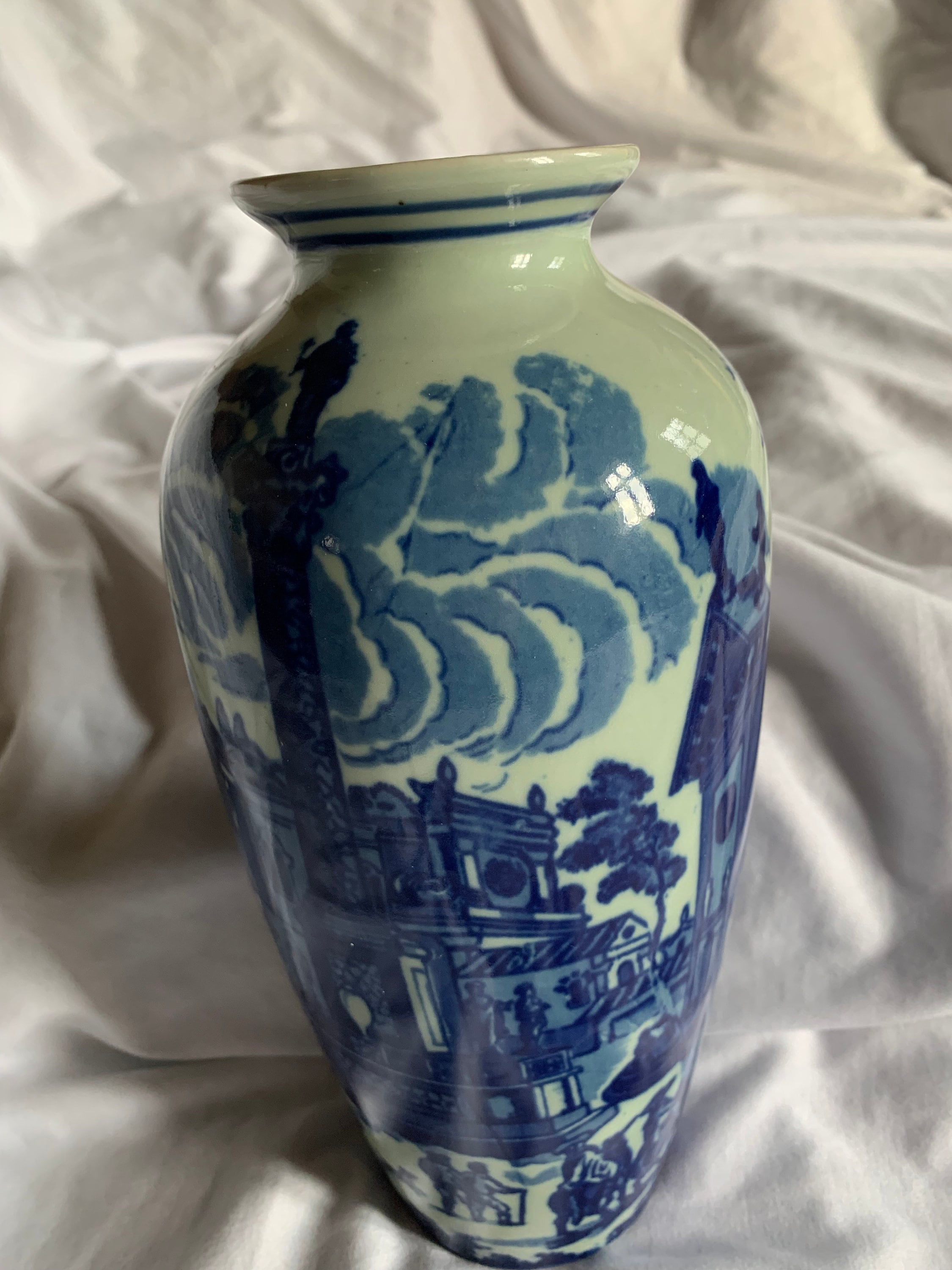 イタリア製・絵柄入りの花瓶 楽天市場】イタリア製 輸入雑貨 花瓶 フラワーベース ブルー