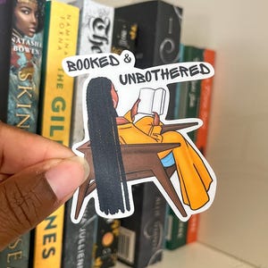 Bookish Black Girl | Melanin Sticker | Black Girls Read | Black Woman Reading | Kindle Stickers | Booked and Unbothered | Melanated