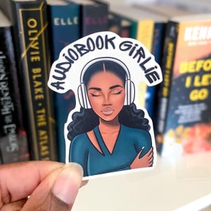 Audiobook | Bookish Black Girl | Melanin Sticker | Black Girls Read | Black Woman Reading | Kindle Stickers | Melanated | Black Art