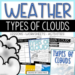Tipos de nubes Cuaderno interactivo de ciencia y experimentos/Hojas de trabajo de ciencia para niños
