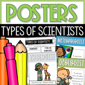 Types of Scientists Posters & Activities for 1st, 2nd, 3rd, 4th Grade Science