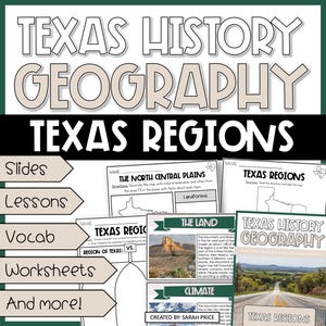 Regionen in Texas Aktivitäten für die 4.Klasse | Druckbare Texas Geschichte Einheit | TEKS-Ausgerichtete Arbeitsblätter & Unterrichtspläne