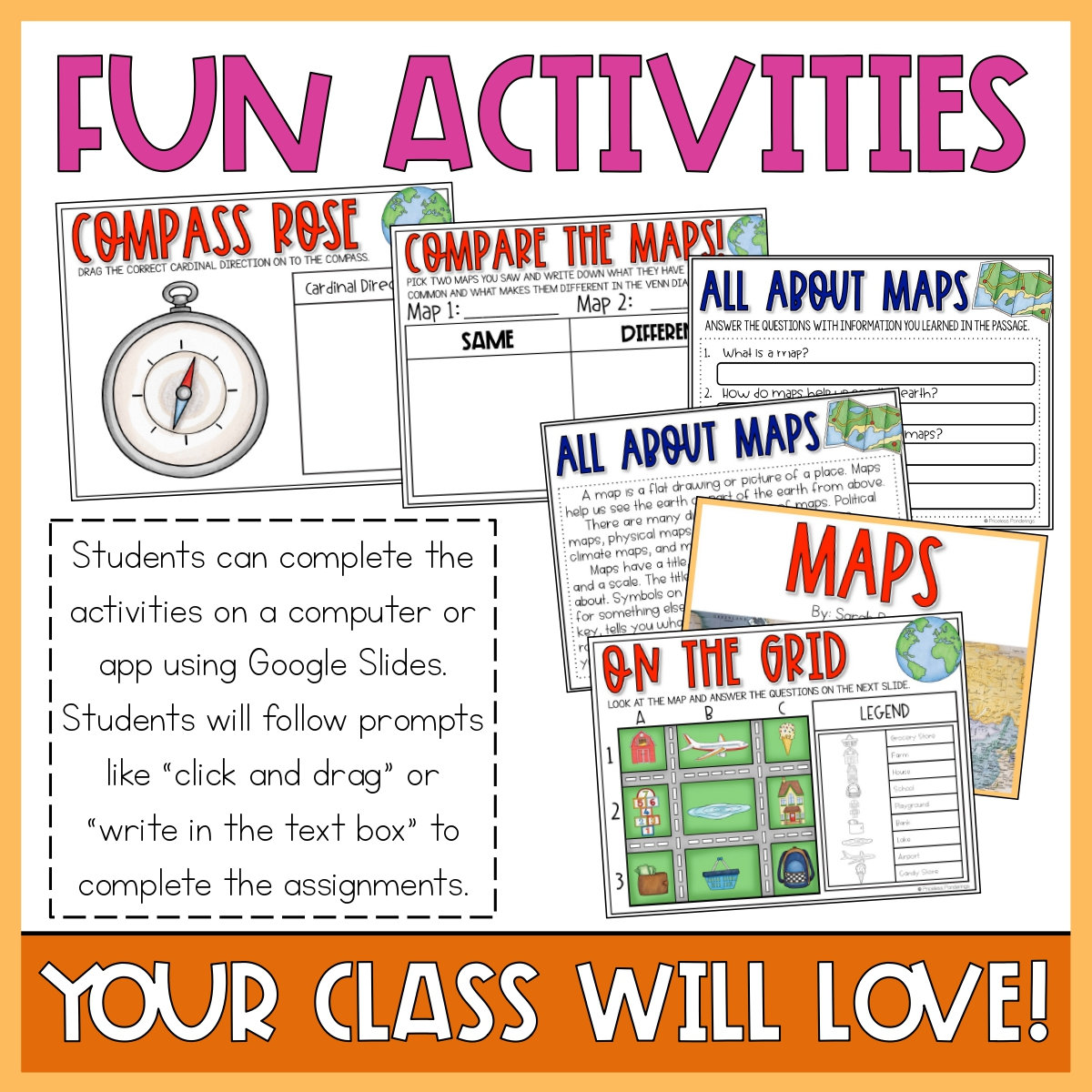 Map Skills Digital Activities for Google Slides - Etsy