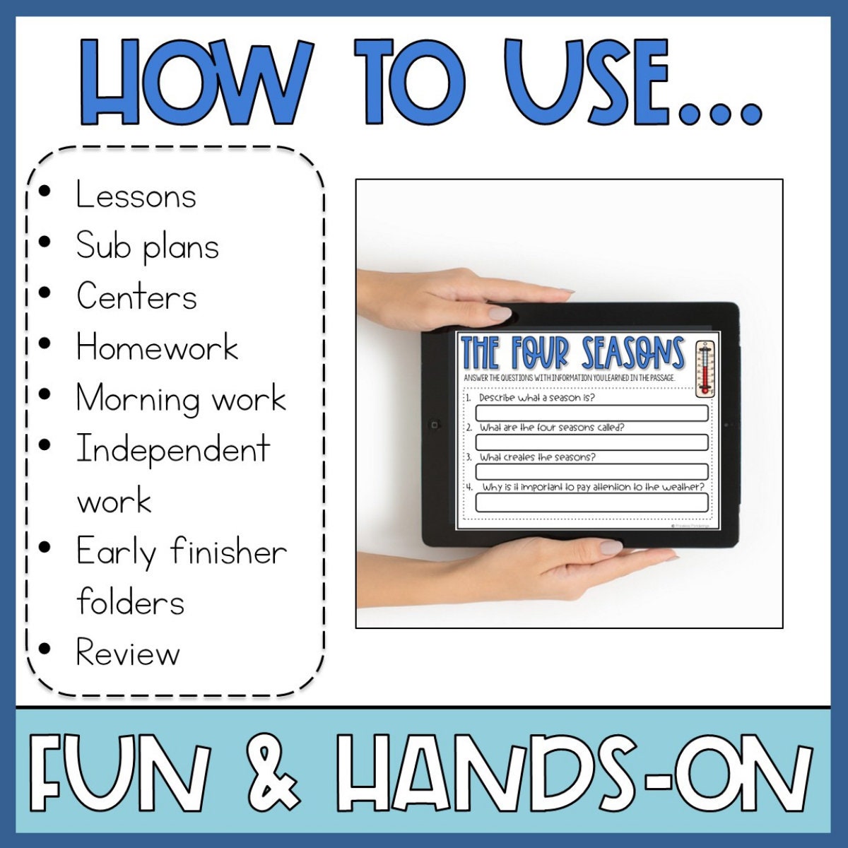 Types of Weather Four Seasons Activities - 2nd & 3rd Grade Digital ...