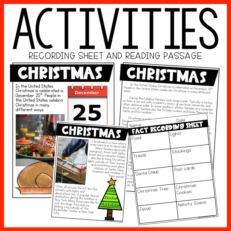 Christmas Traditions Activities and Task Cards - Etsy
