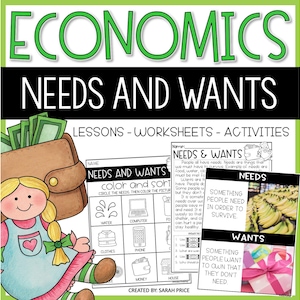 Needs and Wants Activities - 1st, 2nd & 3rd Grade Economics Lessons and Social Studies Worksheets for Kids