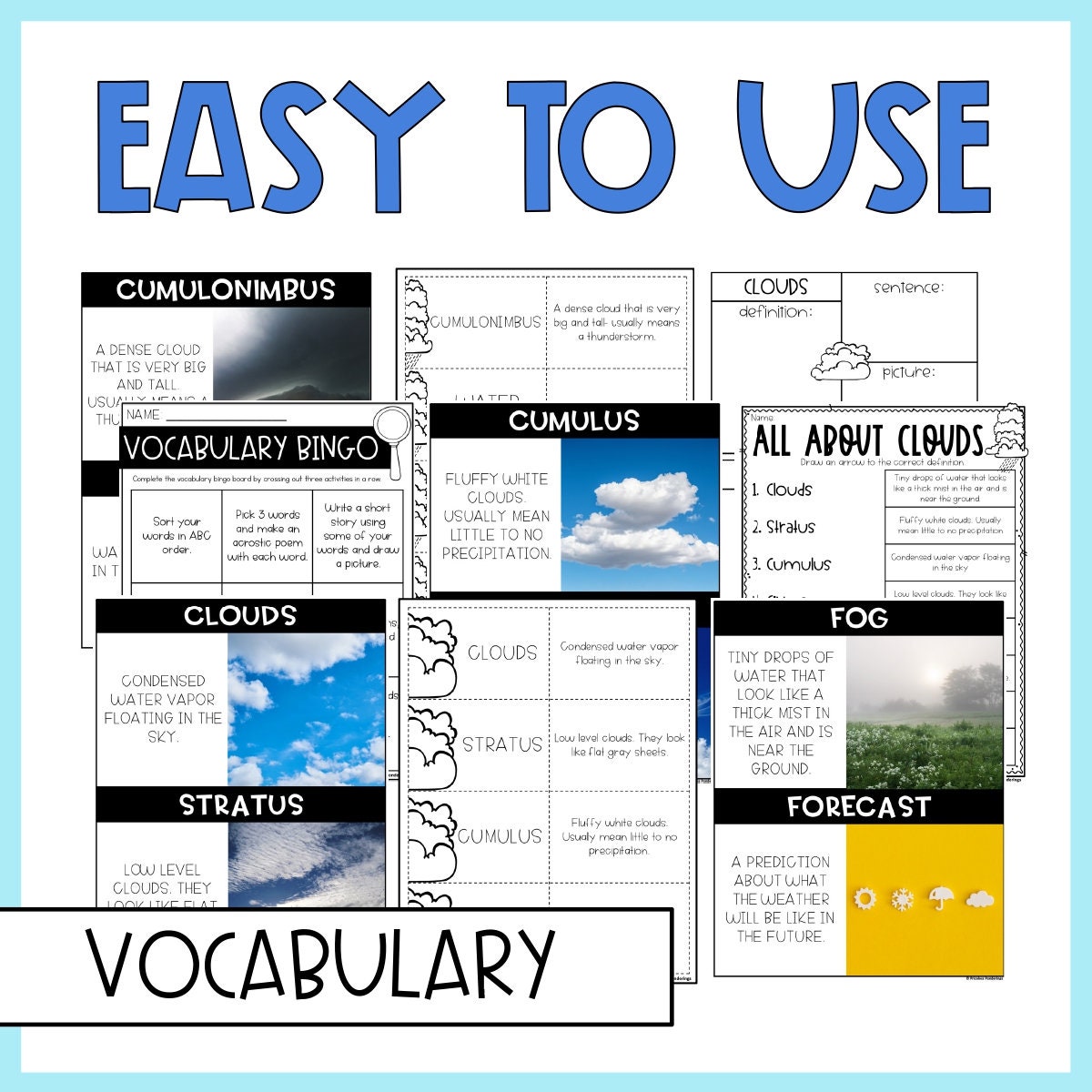 Types of Clouds Science Interactive Notebook and Experiments Science