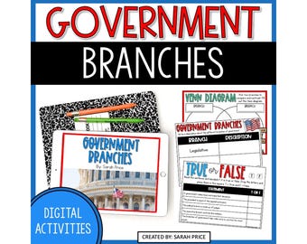 Branches of Government Digital Activities - 2nd, 3rd  & 4th Grade Social Studies