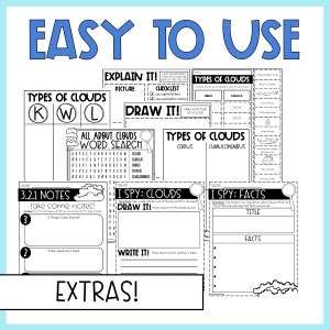 Types of Clouds Science Interactive Notebook and Experiments Science