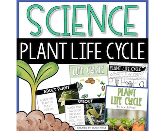 Actividades sobre el ciclo de vida de las plantas / Hojas de trabajo de ciencias de primavera para primaria / Unidad imprimible sobre el ciclo de vida con vocabulario, carteles y plegables