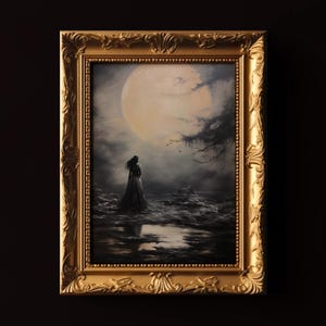Dark Academia Wall Decor, Moody Gothic Night Landscape, Goth Moon Printable, Victorian Gothic Room Decor, Downloadable Art