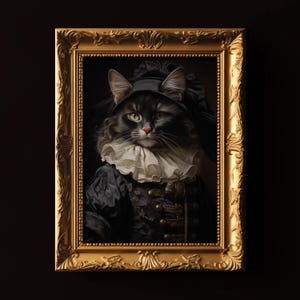Victorian Black Cat Portrait: Gothic Whimsigoth Wall Art (Digital Download)