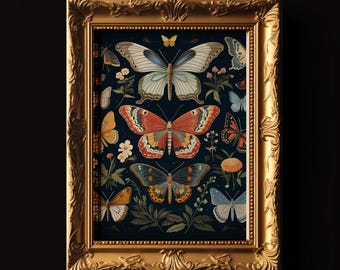 Botanical Butterfly Print: Dark Academia Gothic Home Decor (PDF & JPG)