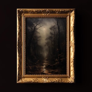 Dark Gothic Forest Landscape Print: Moody Cottagecore Wall Art (Digital Download)