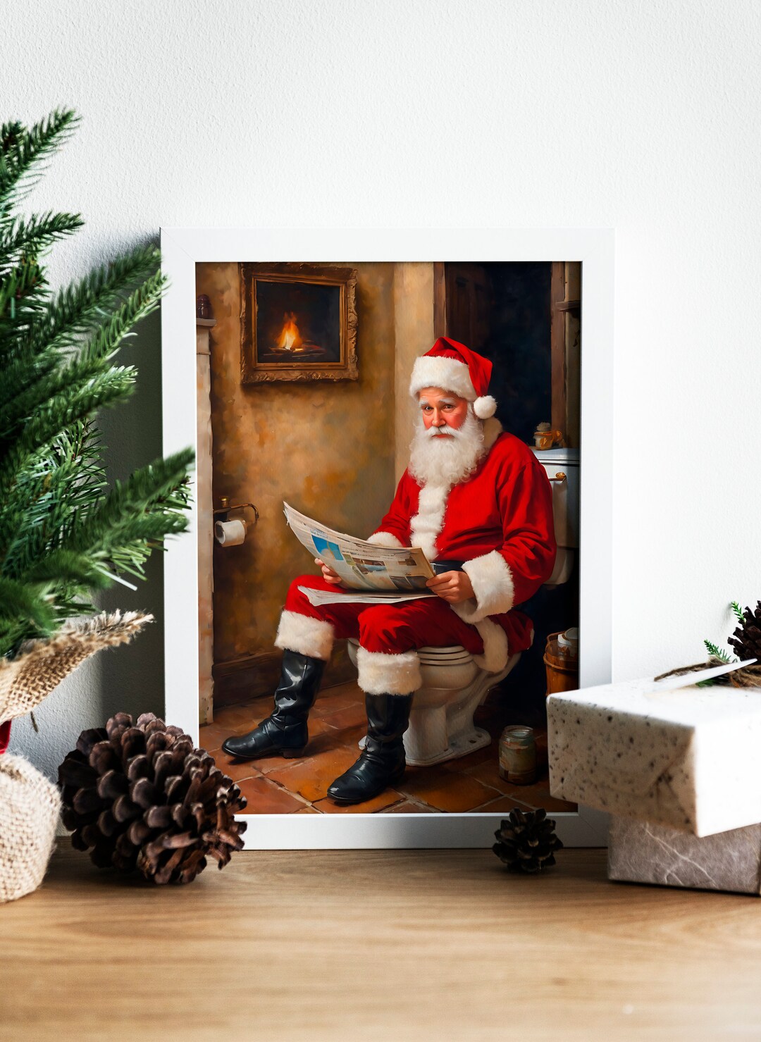 Funny Christmas Wall Art Santa Print Merry Christmas Decor Poster