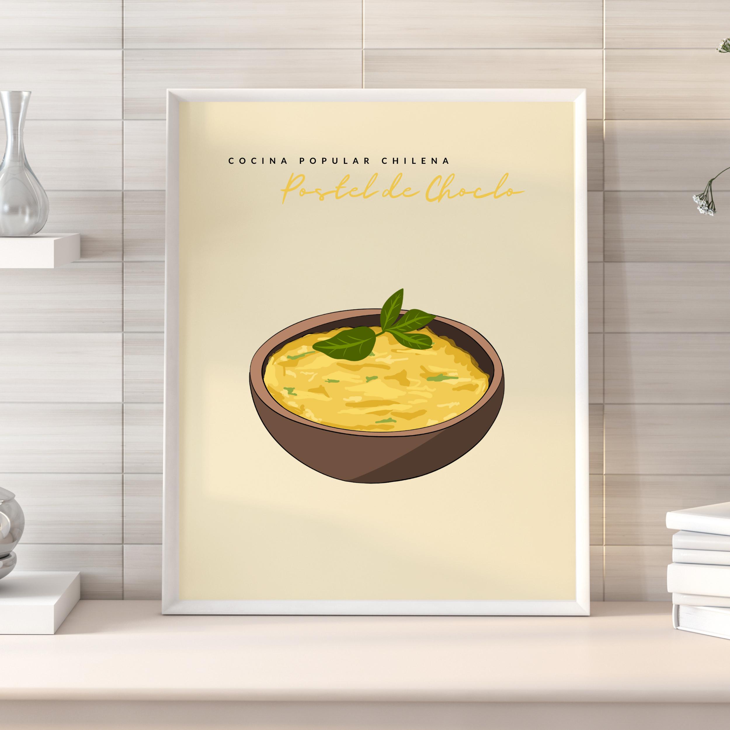 Pastel de Choclo Print, Chilean Food Illustration, Chilean Wall Art, Hispanic Heritage, Kitchen Decor, Printable Food Print, Latino Gift