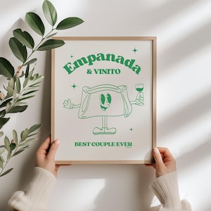 Impression d'empanadas chiliennes, illustration culinaire chilienne, art de cuisine vintage, décoration murale latino, affiche de vin chilien, cadeau culturel chilien, Chili