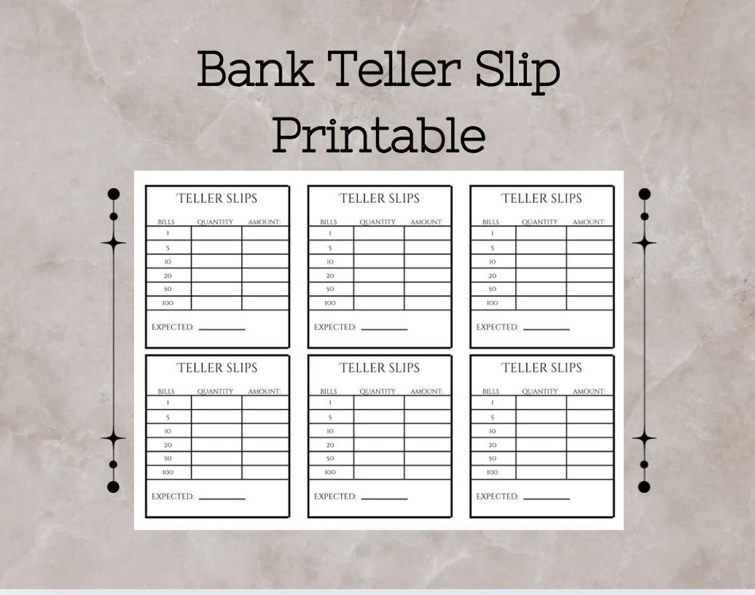 Bank Teller Slip Printable 6ct Etsy Bank Teller Slip Printable 6ct Etsy
