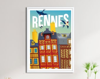 Vintage Rennes Poster - City Poster of France and the World