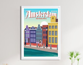 Amsterdam Poster - Stadsposter van Frankrijk en de wereld