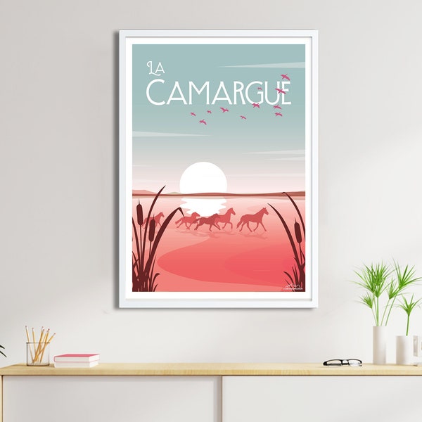 Affiche Chevaux de Camargue - Poster de ville de France et du Monde