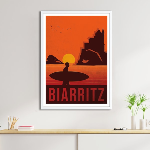 Affiche vintage Biarritz - Poster de ville de France et du Monde