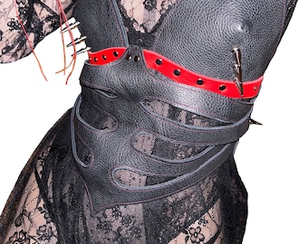 DOVES Spiked Removable Ribcage Leather Corset