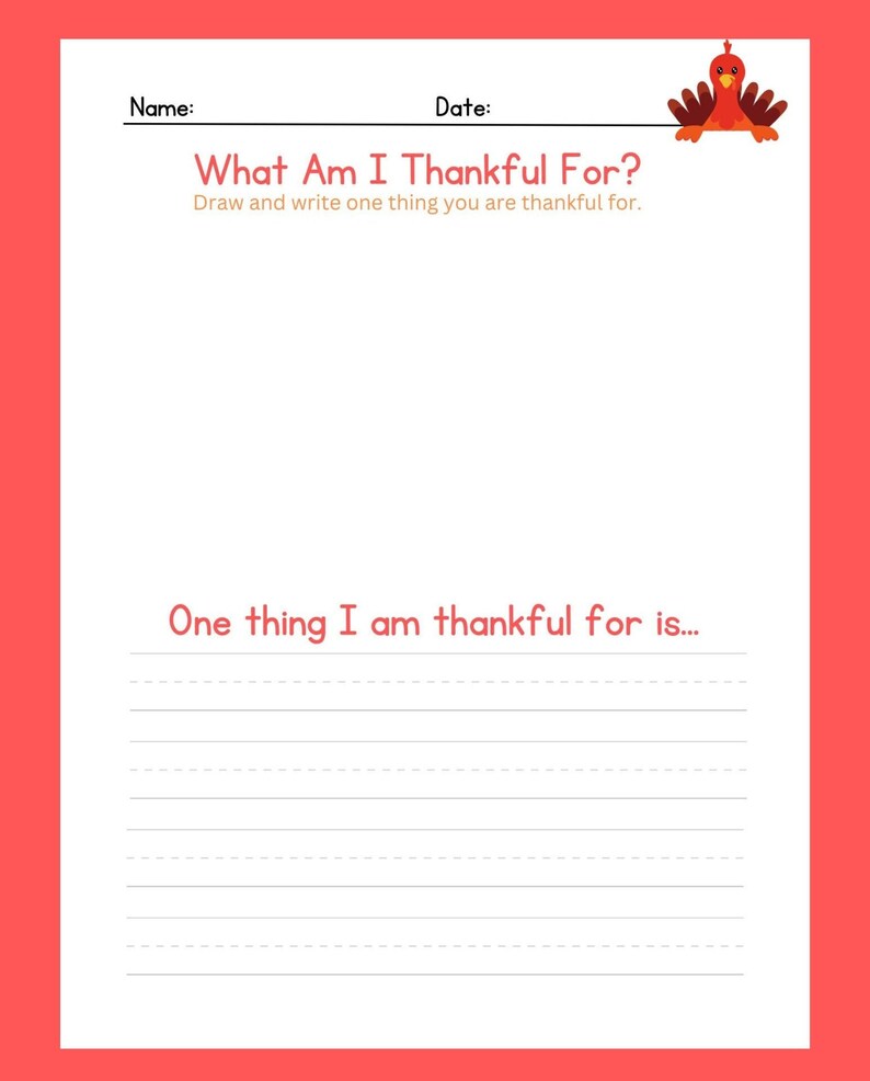 What Am I Thankful For, Homeschool Thanksgiving Worksheet, Thanksgiving