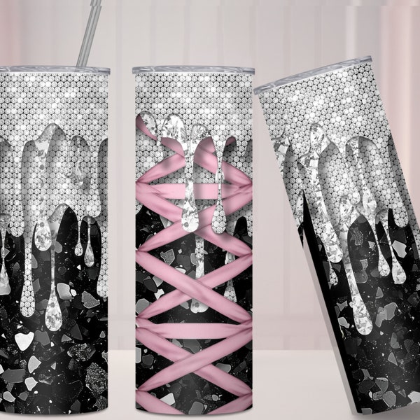 Trendy Jewelry 20oz Tumbler Wrap Bling Lux Texture in Pink And Gold Decorated With Pearls & Sparkly Glitter. Luxury Texture Digital PNG