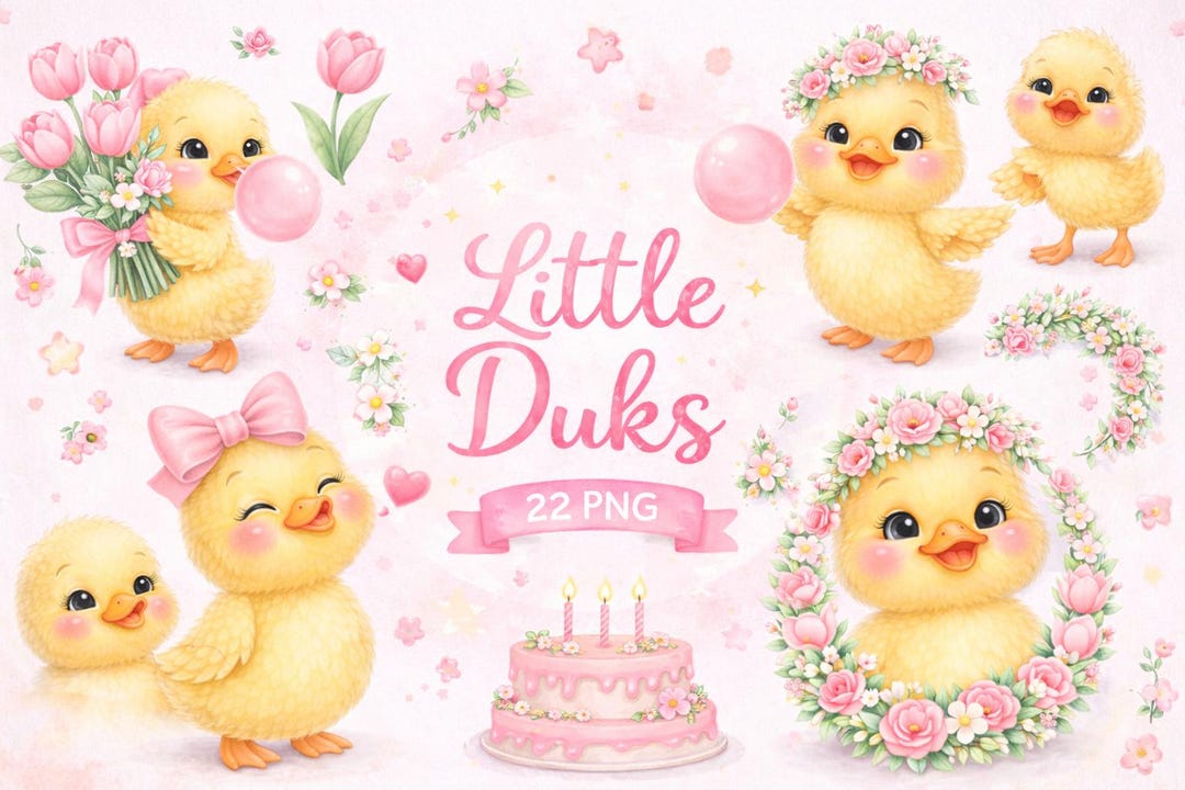 Little Duck Clipart Bundle, Baby Shower, Birthday Theme, Nursery Decor ...
