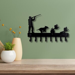 The Springer flush Key holder, Working Dog, Acrylic Silhouette, Gundog, shooting scene, Field sport