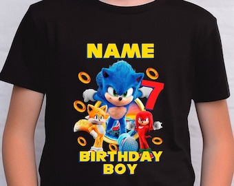 Sonic Birthday shirt personalized with age and name,Custom Sonic Shirt,Sonic Family Birthday Shirt,Sonic Kids Shirt,Birthday Party Shirt