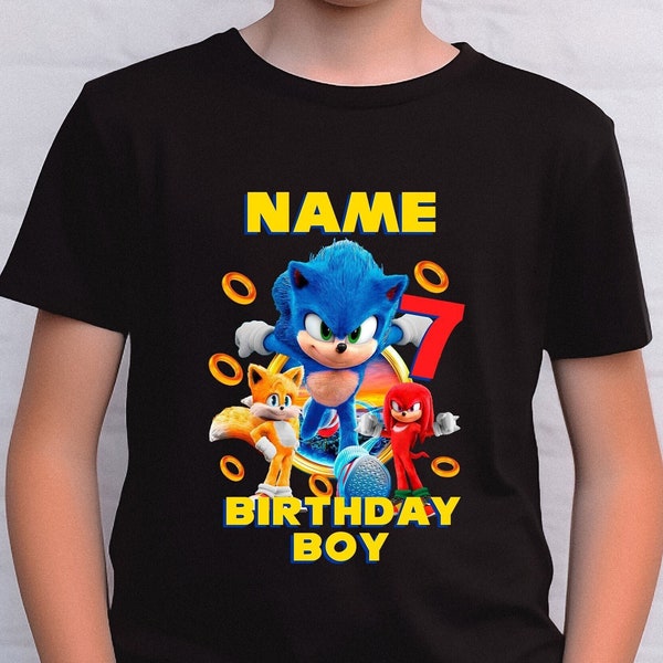 Sonic Birthday shirt personalized with age and name,Custom Sonic Shirt,Sonic Family Birthday Shirt,Sonic Kids Shirt,Birthday Party Shirt