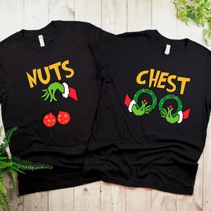 Chest And Nuts Couples Christmas T-Shirt, Funny Christmas Shirt, Couples Christmas Sweatshirts, Christmas Humor, Holiday Tee, Funny Saying image 1