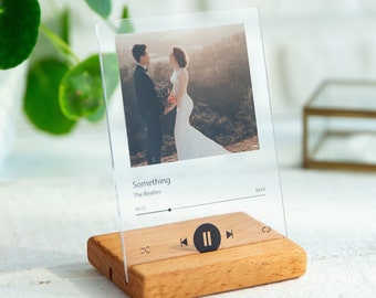 Personalised Song Plaque With Stand, Any Photo / Song, Any Playlist, Photo and Music Gift, Music Prints