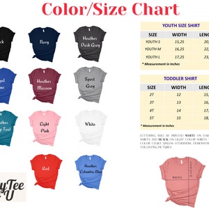 the color / size chart for a women's t - shirt