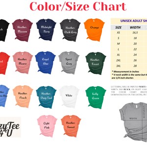 the color chart for a women's t - shirt