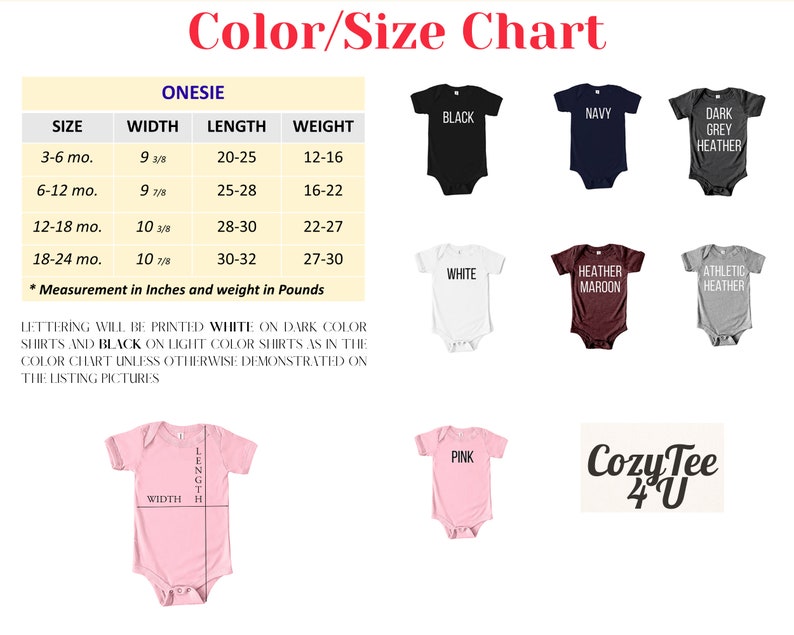 a picture of a baby onesie size chart