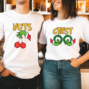 Chest And Nuts Couples Christmas T-Shirt, Funny Christmas Shirt, Couples Christmas Sweatshirts, Christmas Humor, Holiday Tee, Funny Saying image 2