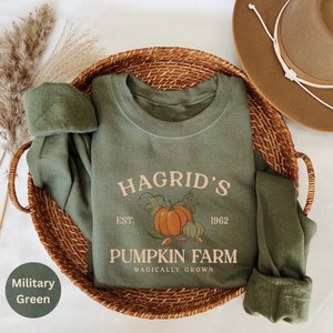 Sudadera con parche de calabaza de Hagrid, camisa con parche de calabaza, sudadera de otoño, regalo de fan de HP, regalo de Potterhead, camisa de otoño, camiseta de Halloween