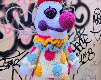 Gehaakte clown knuffel | Handgemaakt | Jumboclown pluche | Jumboknuffels |