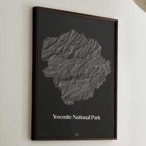Yosemite National Park kaart van Yosemite poster berg muur kunst topografische kaart van Yosemite print National Park kaart van Yosemite poster kaart