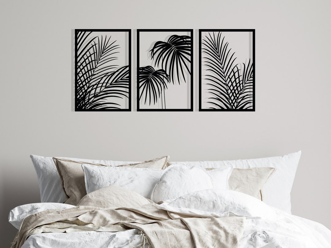 3 Set of Plants Metal Art, Bathroom Wall Art, Metal Sign Wall Hanging