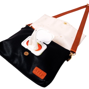 Crossbody Diaper Clutch Bag with 2 Refillable Wipes Dispensers - Small Designer Baby Bag with Wristlet - Free Shipping