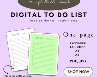 Minimalist Daily Planner Printable Digital Hourly Undated - Etsy