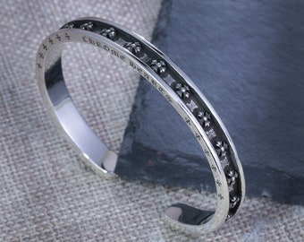 Chrome Hearts Style iris Cross Flower Silver Bangle, Vintage INS Couple Couples, Unisex, Forever Love, Open Gothic Bracelet