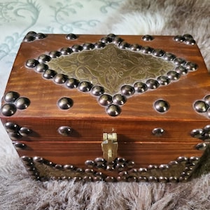 Luxurious Handcrafted Wooden Storage Trunk with Authentic Metal Rivets D-219
